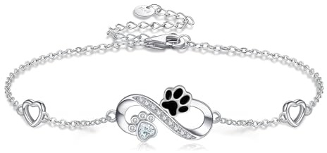 POPLYKE Paw Print Fußkettchen Armband für Frauen 925 Sterling Silber Infinity Fußkettchen Katze Hund Mama Schmuck für Frauen Mama