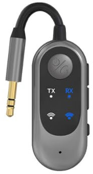 Bluetooth 5.3 Transmitter 2 in 1 Receivers for HiFi Amplifiers Wireless Aux Bluetooth Receiver with 3.5mm Aux Audio Jack Dual Connection for AirPods Stereo Car Airplane TV iPad Tablets Gym Speakers