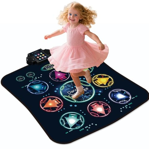 romrex Interactive Dance Mat for Kids, Portable Music Play Mat Toy Gift for Girls Boys Ages 3-12, Great for Coordination & Family Game Play, 3 Fun Modes with Piano & LED Lights & 7 Adjustable Volumes