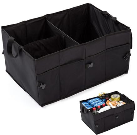 BDHYYM Rangement Coffre de Voiture, Organisateur de Coffre Voiture, Rangement Voiture Interieur, Caisse Rangement Car avec Compartiment, Renforcé, Stable, pour Boissons, Collations et Livres