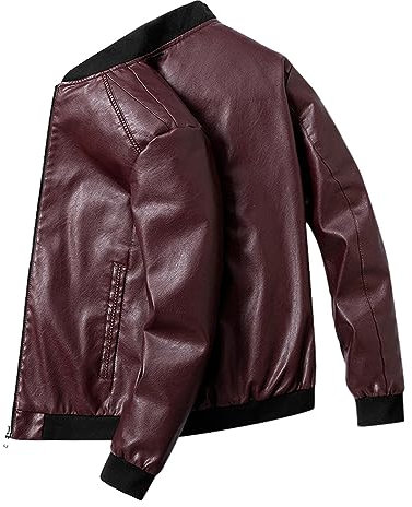 Giacca in Pelle Uomo, Giacca da Uomo in Similpelle con Collo Alto di Transizione Matelassee Moto Pilota Zippato Cerniera Casual Giubbotto Chiodo Giacca Leggera Chiodo Pelle Uomo