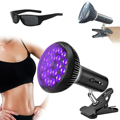 Lampe De Bronzage 54W, Lampe De Bronzage Rotative à 180 °, avec 18 LumièRes LED + Lunettes De Protection, Machine De Bronzage à LumièRe Violette 395 nm, CréE Une Peau BronzéE