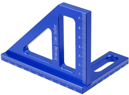Mipcase Multi-angle Triangle Ruler 45° 90° Woodworking Measuring Tool Blue Triangle Ruler for Drawing and Layout Precision Measurement for Diy and Carpentry