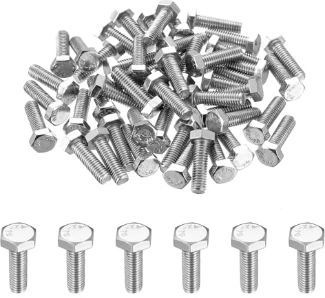 XxinXrong 100 Stück Sechskantschrauben M6x16mm, 6 Kant Schrauben Maschinenschrauben, Sechskantkopf Gewindeschrauben Set, Vollgewindebolzen für Metallbauarbeiten Automobilmaschinen DIY