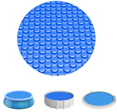 TDHLW Copertura Solare per Piscina, Coperta Solare Rotonda per Piscine Fuori Terra interrate, coperture Termiche circolari da 12 Mil, Coperta Galleggiante per Piscine,8 Ft