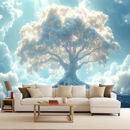 Fototapete 3D Bunt Baum des Lebens Landschaft Druck 300x210 cm Schlafzimmer Wohnzimmer Vliestapete Matt Wandtapete Wasserdicht Wandbilder für Kinderzimmer TV Hintergrund Wand Deko Vlies Tapete