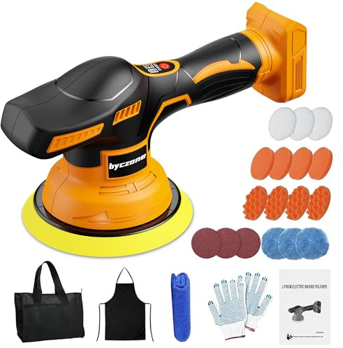 Cordless Buffer Polisher Kit For DEWALT 20V LI-ION Battery.6-Inch Orbital Buffer Polisher with 8 Variable Speed with 25pcs Polishing Accessories, for Car Polishing/Waxing (Tool Only)