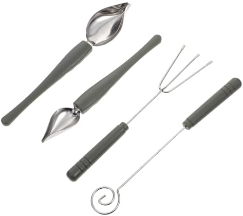 TOYANDONA 4Pcs Stainless Steel Chocolate Dipping Tool with Sauce Painting Scoops Cheese Fondue Utensils for Baking and Dessert Decoration Portable and Lightweight for Precise Spreading and