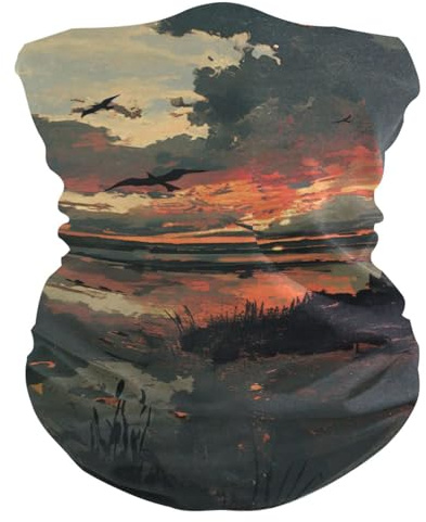 Digitale Malerei Landschaft Gesichtsdekoration 26X30Cm Bequem Half Face Kopfbedeckung Nahtloses Gesichtsschutz Für Wandern Lauf Yoga