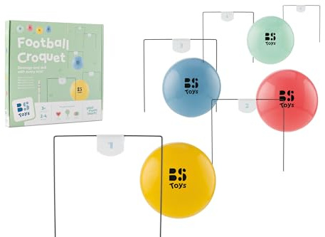 BS Toys Krocket-Spiel Fußball – 5 Bögen und 4 Fußballbälle – Pfad durch die Bögen – 1–4 Spieler – ab 3 Jahren