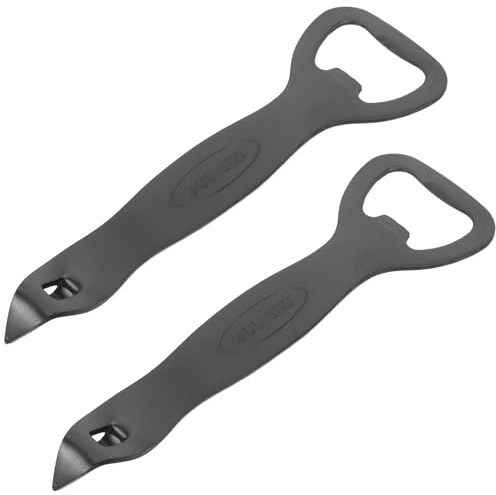 FIXOSHEE 2 Piezas Abridores de Botellas de Cerveza y Abrelatas de Acero Inoxidable 304 Negros, Paquete de 2 Piezas, Herramienta Manual Portátil para Fiestas, Cocina y Actividades al Aire