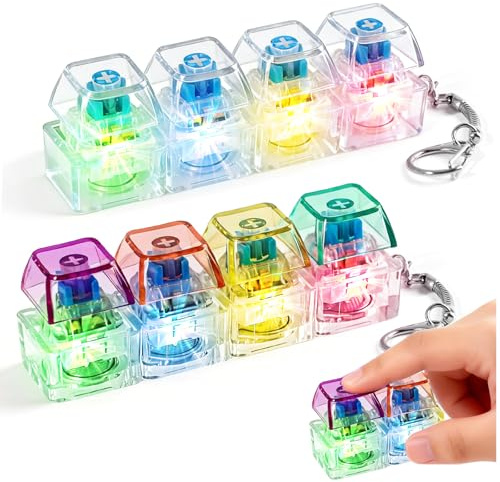 2Pcs Keyboard Fidget Toy Light Up,Clicky Keyboard Fidget Toy with LED light | Mini Fidget Toys for Adults ,Keychain Keyboard for Stress Relief Decompression Toys for Office, School, Home and Travel