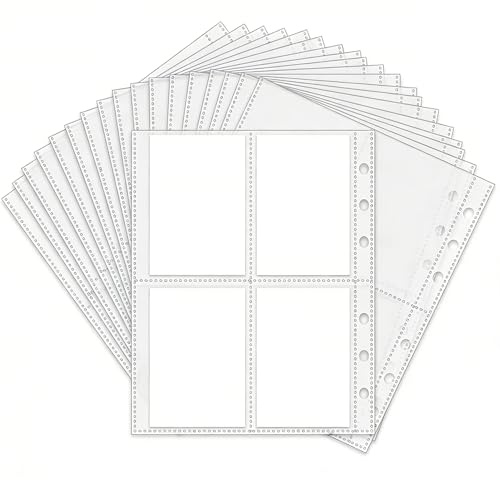 30 fundas para tarjetas coleccionables A5 para álbumes de fotocards, 4 bolsillos, fundas transparentes A5 de 6 anillas, fundas transparentes para trading cards, aptas para archivo, sin ácido