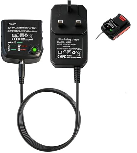 LCS1620 Lithium Ion Battery Charger for Black & Decker, 18V Drill Charger | Battery Charger Replacement for 10.8V 14.4V 20V Lithium Battery LBXR20-OPE LBXR2020-OPE LB20 LBX20 LBX4020 LB2X4020 BL1514