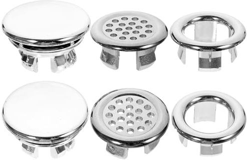 Angoily Bath Sink Overflow Replacement to Basin Replace Easy and Install Washbasin Washstand 6pcs Overflow Silver Minimalist Covers for Bathroom for Home Decoration