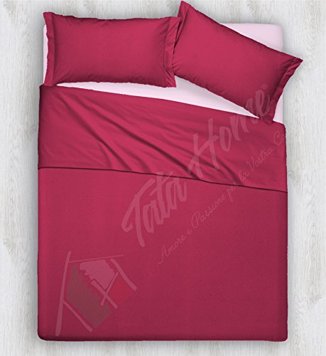 Tata Home Set Lenzuola Completo Letto Composto da Lenzuolo sotto sopra e Coppia Federe Letto 2 Piazze Matrimoniale 100% Cotone Made in Italy Colore Ciclamino Rosa