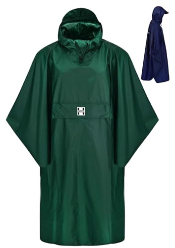 HOCK RAIN STAR regnponcho extra lång med huva och bröstficka – 100 % vattentät – lätt regnskydd unisex – regncape