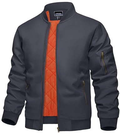 KEFITEVD Uomo Bomber Invernale Giacche Da Baseball Giacca Calda Cargo Giacca Antivento Militare Cappotti Con Tasche con Cerniera, grigio, XL