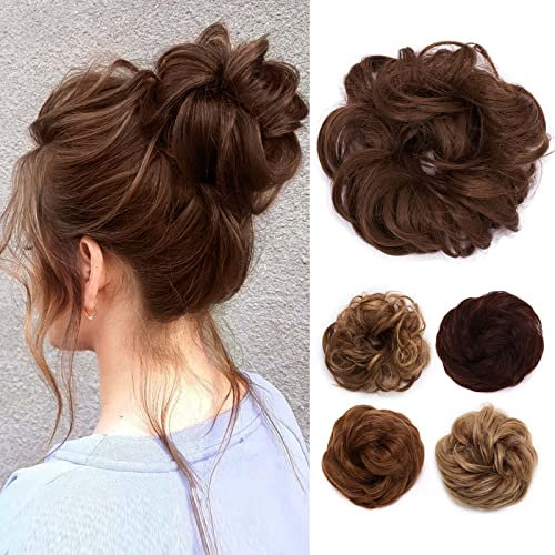 TESS Chignon Capelli Sintetici Chignon Elastico Posticcio Per Capelli Chignon Finto Per Capelli Posticci Per Capelli Extension Per Capelli Coda di Cavallo Bun Hairpieces,Marrone Chiaro