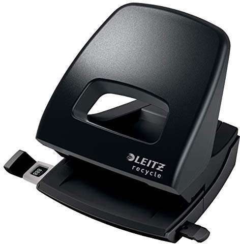 Leitz Locher, Für 30 Blatt, Anschlagschiene mit Formatangaben, 100% recyclebar, Umweltfreundlich, schwarz, NeXXt Recycle-Serie, 50030095