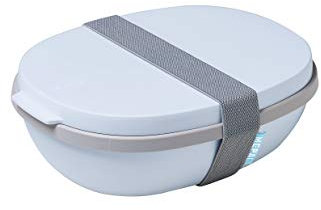 Mepal - Lunchbox Ellipse Duo - Meal Prep Box für Erwachsene & Salatbox zum Mitnehmen - Brotdose für ein gesundes Mittagessen - Ideal für Sandwiches & Salate - 825 ml + 600 ml - '22 Nordic Blue