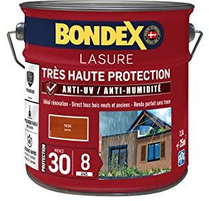 lasure pour bois trés haute protection 8 ans teck 2,5L Bondex