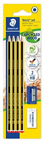 STAEDTLER 121S1 BK4D Noris HB pennor set med suddgummi och vässare