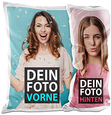 Print Royal Fotokissen Bezug selbst gestalten mit eigenem Foto - Beidseitig Bedruckt - flauschig-weiche Oberfläche - Fotogeschenk für Freunde und Familie - 40 x 40 cm, Weiß | Personalisiert