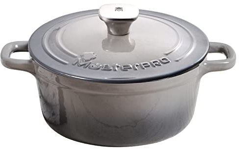 MasterPro Unique | Casseruola da Cucina da 19 cm con Coperchio | Colore Bianco | Fabbricata in Ghisa | Manici Ergonomici | Pentola da Cucina | Per Tutti i Tipi di Piani Cottura