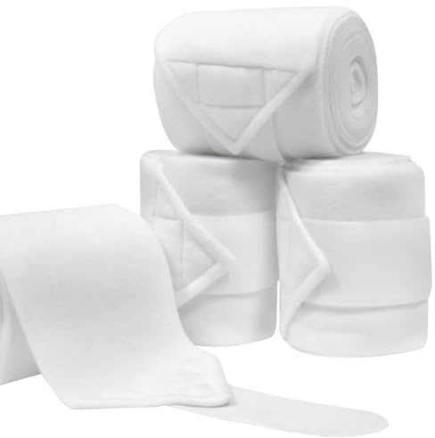 Cyrank 4 Rotoli di Fascia per Le Gambe del Cavallo, Supporto per la Protezione dello Stivale in Pile Addensato Bianco Attrezzatura equestre Professionale