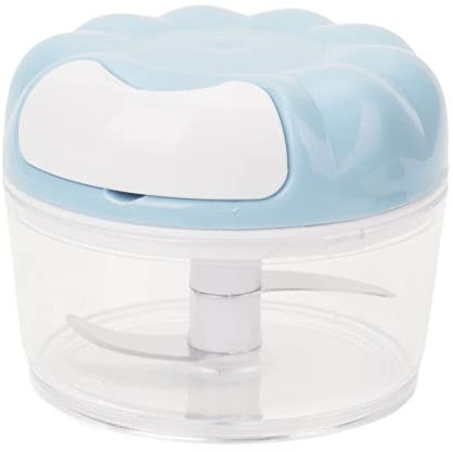 Mini Picadora de Ajo, Picadora Manual de Alimentos, Picadora de Ajo Transparente, Picadora de Verduras Portátil, Picadora de Mano, Molinillo de Ajo, Trituradora para Cocina, Jengibre, Chile,(Azul)