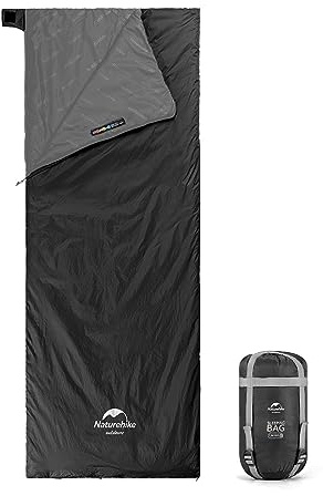 Naturehike Schlafsack,Deckenschlafsack für Erwachsene und Kinder 3-4 Saison Leichte wasserdichte Camping Baumwolle Schlafsack (Schwarz XL)