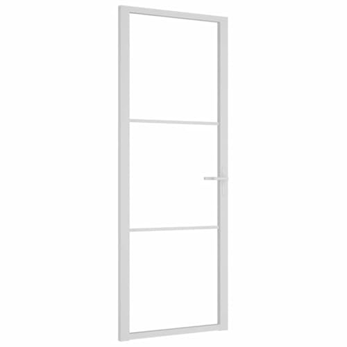 Porte intérieure 76x201,5 cm Blanc Verre ESG et aluminium
