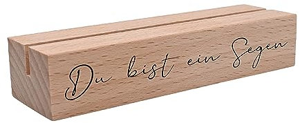 Interluxe Kartenhalter - Du bist EIN Segen - Grußkartenhalter mit Spruch Fotohalter Kartenständer Tischkartenhalter aus Holz