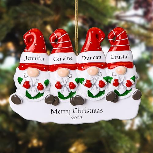 iDIY Personalisierte Weihnachtsdeko Familie - Personalisierte Weihnachtskugeln Names, Christbaumkugeln Selber Gestalten, 4 Zwerges