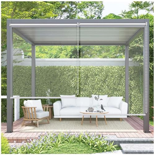 Transparente Rollos Jalousien, Klare Pvc-kunststoff-rollläden, 0,5mm Außenrollos Jalousien, Pergola-pavillon-rollos, Seitenzugrollos, Wasser/regendicht Vinyl-fenstervorhänge,WxH-120x280cm/47.2*110.2in