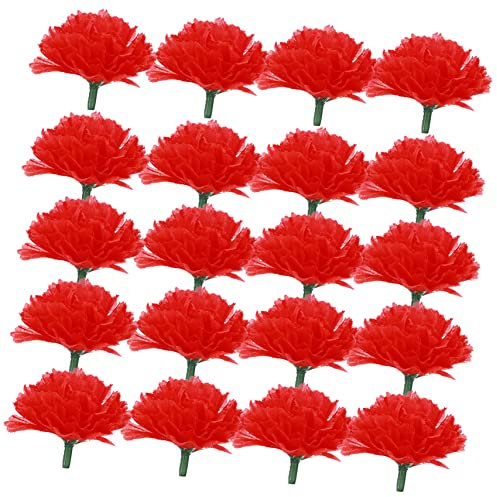 DECHOUS 20stücke Kunstblumen Nelken Kunstblumen Kopf Rote Seidenblumen Für Hochzeitsdekoration Basteln Langlebige Simulation Blüten Für Zuhause Tischarrangements Und Partys
