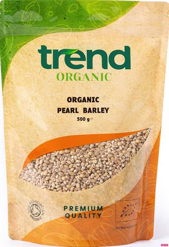 Trend Organic Pearl Barley Grains 500g, Nutrient-Rich Convenience for Quick-Cooking, Rich in Protein & Fibre, Certified Organic, Sustainably Sourced, Vegan, Non-GMO, No Additives No Preservatives