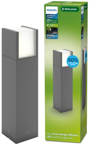 PHILIPS Outdoor Ultra-Efficient Arbour Sockelleuchte 3,8W, 2700 Kelvin, IP44 wetterfest, anthrazit