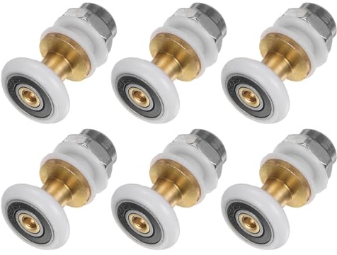 sourcing map Shower Door Roller Runner Wheel 20mm Diameter Replacement Part Bathroom Glass Shower Sliding Door Runner Roller, (1 Set 6pcs)