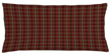ABAKUHAUS Plaid Kissenbezug 2er-Pack, Klassische Zusammensetzung der Quadrate Tartan-Muster-schottischen Stil Illustration, 90 x 40 cm, Vermilion Grün Schwarz