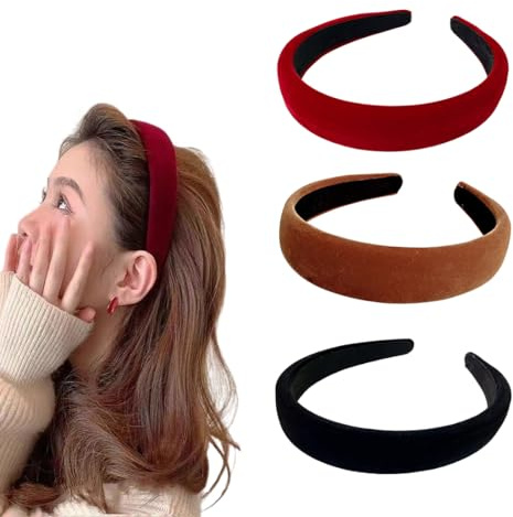 LAKJUOZ 3 Stück Haarreif Modisches Haarbänder Breite Stirnbänder Aus Samt Breit Stirnband Haarreifen Stirnbänder Haarband Vintage Haarband Für Mädchen Und Frauen