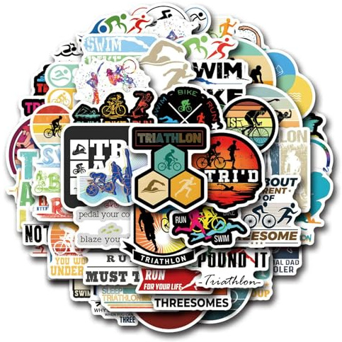 TVIVID 55PCS Ironman Triathlon Cartoon Stickers Funny Sports Graffiti Sticker Cycling Swimming Running Decals Luggage Laptop Bike