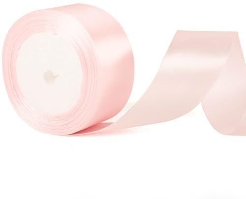 50 mm brett ljusrosa band tjockt satinband, 2 tum tjockt rosa bröllopsbilband för presentinpackning håraccessoarer rosett bukett hantverk bröllopsbil dekoration tårta presentinslagning