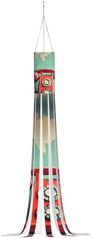 England UK Retro London Telephone Print Halloween Series Windsock - Ghost Themed Hanging Outdoor Decorations 59 Inches