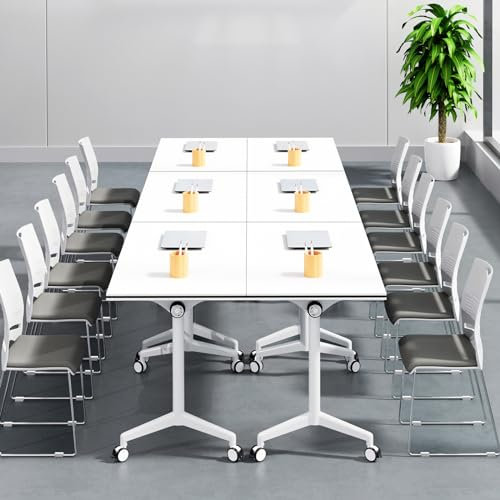 CGHAZLJ Klappbarer Konferenztisch, 6er-Pack, Faltbarer moderner mobiler Besprechungstisch, 1,2 m großer Rolltisch für das Klassenzimmerbüro (120 x 60 cm)