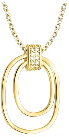Sofia Milani - Damen Halskette 925 Silber - mit Zirkonia Steinen - Ovaler Anhänger