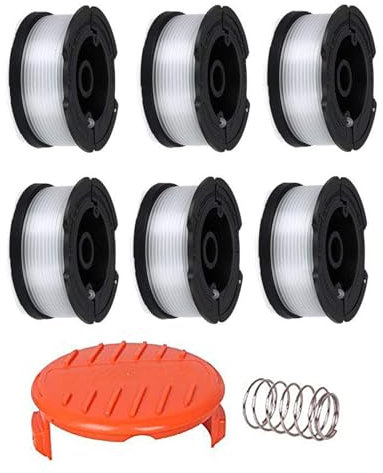 Strimmer Spool,Trimmer Line Spools Compatible with Black and Decker Grass Strimmers,30ft 1.65 mm Autofeed Replacement Spool for Reflex Strimmer AF-100 ST5530-GB GLC3630L20-GB BESTA530-GB (6PCS+1Cap)