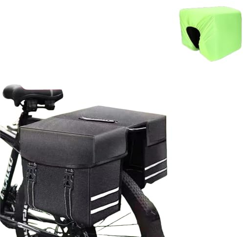 LEXICANMHS 28L cykelväska, cykelväska, bakre bagagehållare, elektrisk bakre mitteväska, cykelväska med reflekterande remsor och bärhandtag, 32 x 29 x 16 cm (svart)