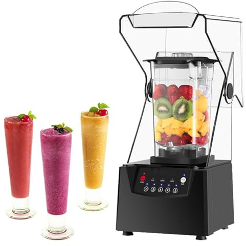 RSPPPJQ Frullatore for frullati, Potente frullatore Commerciale da 2 Litri con Cassa insonorizzata, Lama ad Alta velocità da 17.000 Giri/min e tritaghiaccio, for succhi, frullati e tritaghiaccio.